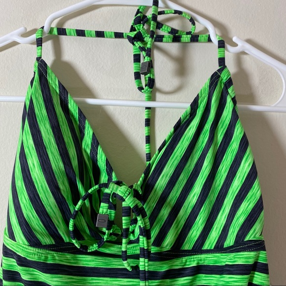 Oakley Striped Halter LeyHole Tankini  Swim Top L - Picture 2 of 5